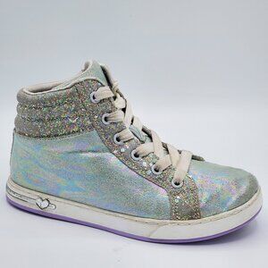 SKECHERS Girl's Silver Sparkle High Top Sneaker, Size 3